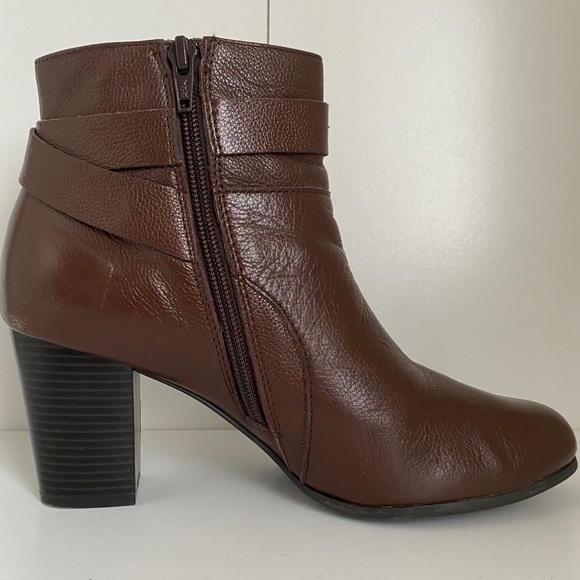 COLE HAAN Leather Ankle Bootie, Brown, 9 - Picture 2 of 16